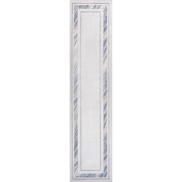 Athens Classic Border Marble Pattern High-low Area Rug
